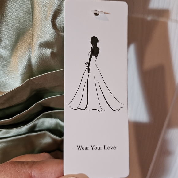 Formal, Satin, Bridesmaid, Homecoming, Prom, Dress, Size , Sage Green - Picture 4 of 5